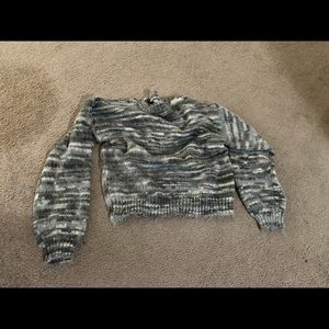 Black and white and gray sweater with tinsel sparkles size L juniors